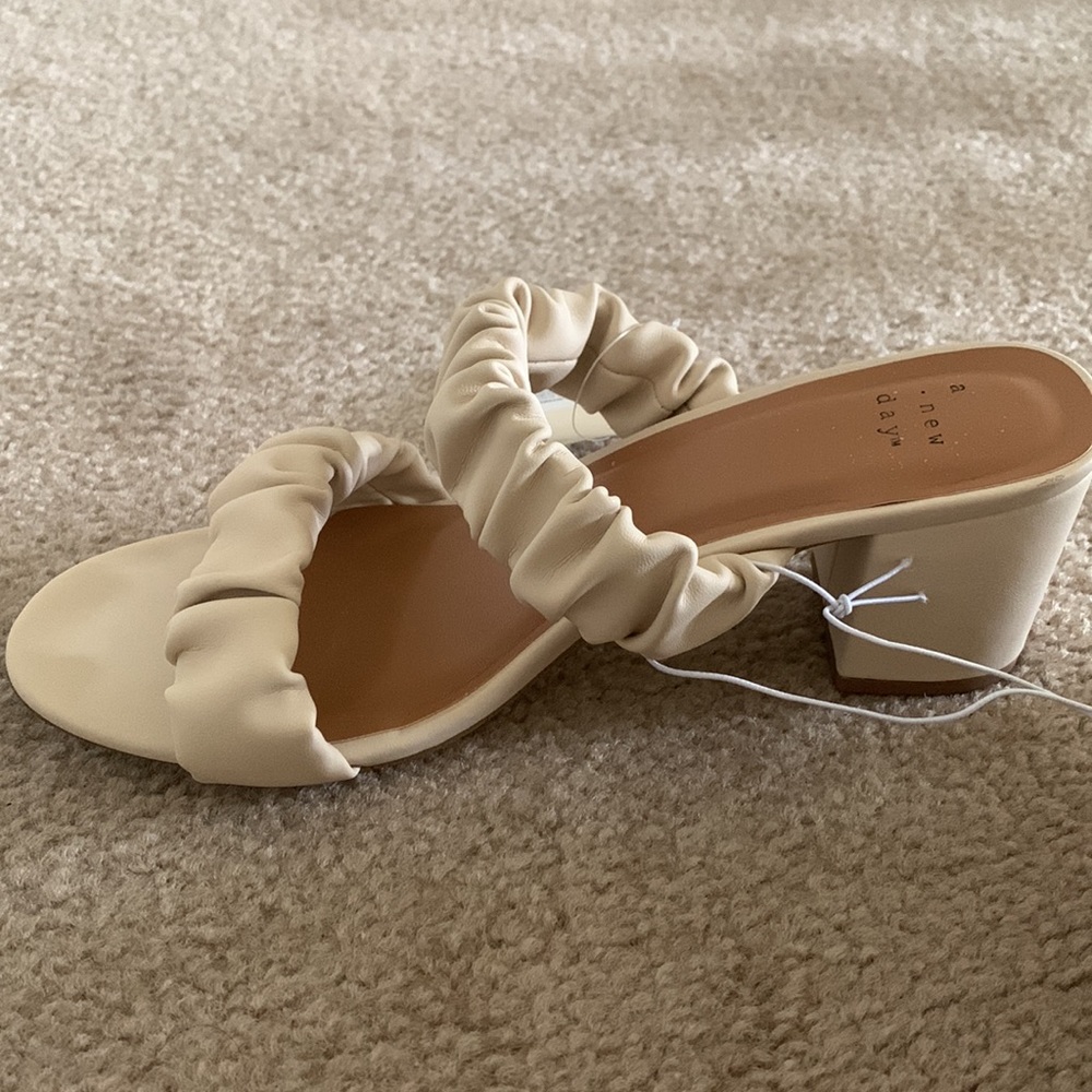 A New Day | Wanda Ruched Block Heeled Sandals - Cream - Picture 7 of 12